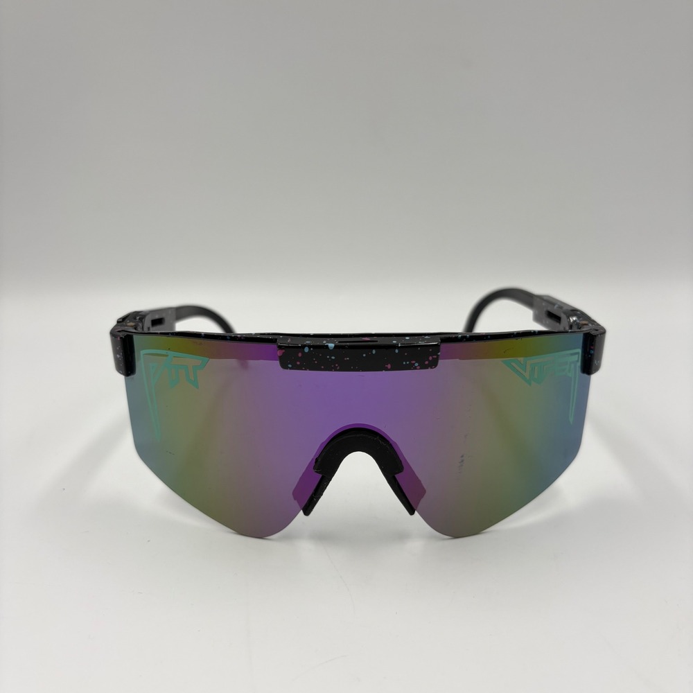Pit Viper The Night‎ Fall Sunglasses Purple Green Mirrored Lens Splatter Frame